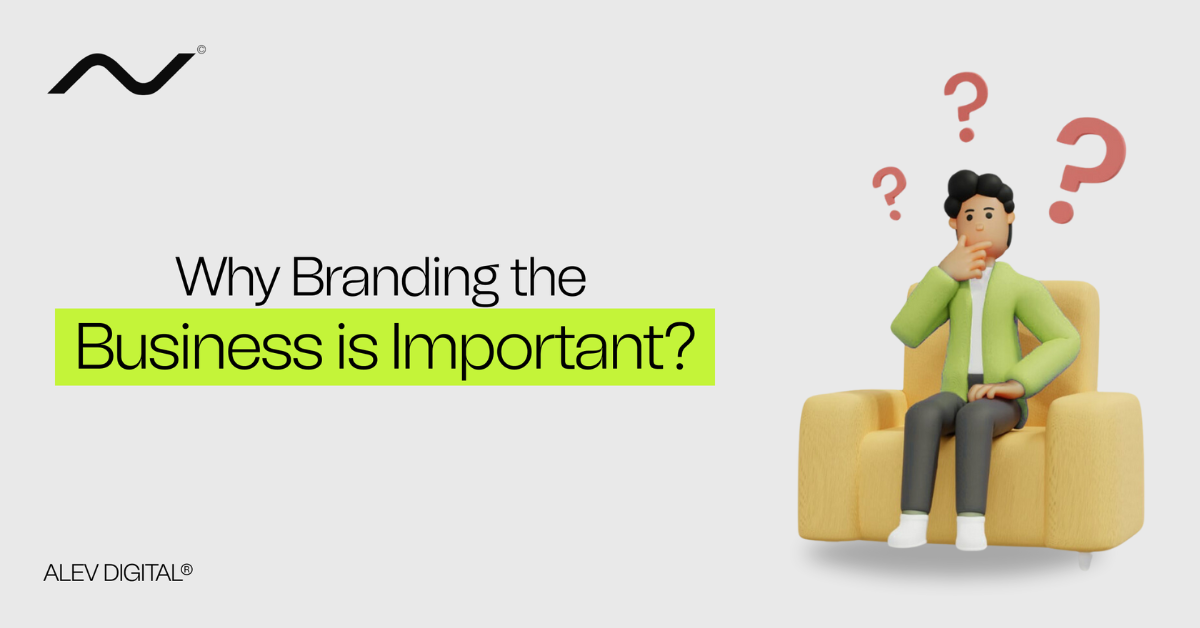 Illustration of a person pondering the importance of branding for businesses, emphasizing Alev Digital's branding services.